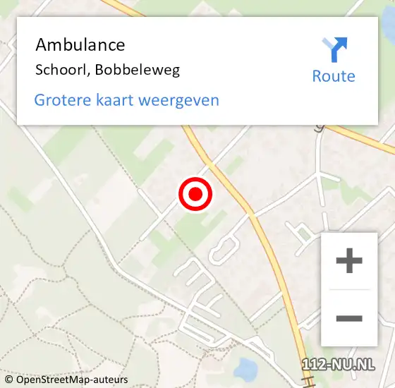 Locatie op kaart van de 112 melding: Ambulance Schoorl, Bobbeleweg op 17 november 2014 14:13