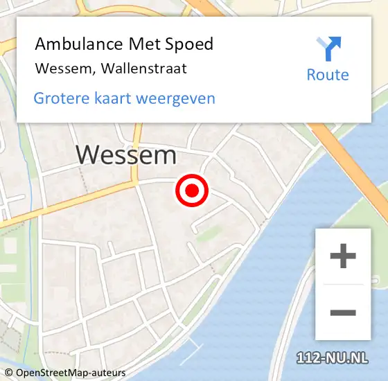 Locatie op kaart van de 112 melding: Ambulance Met Spoed Naar Wessem, Wallenstraat op 19 mei 2025 18:08