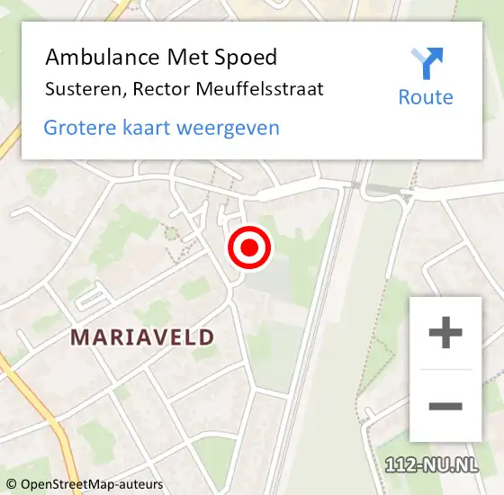 Locatie op kaart van de 112 melding: Ambulance Met Spoed Naar Susteren, Rector Meuffelsstraat op 17 november 2014 14:45