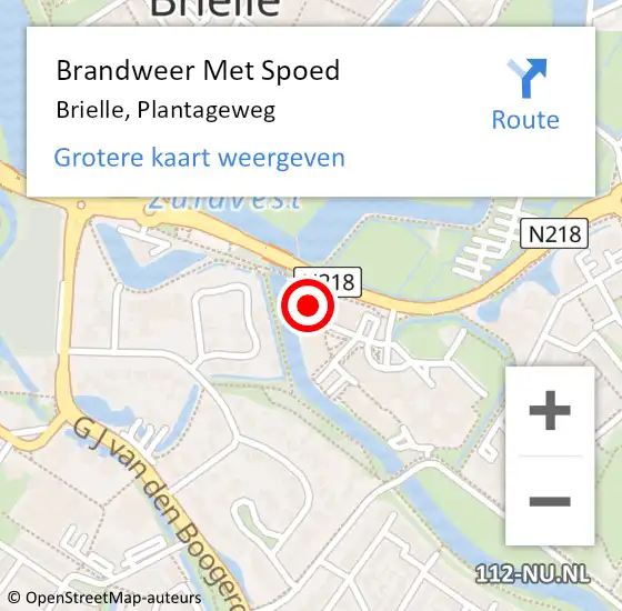 Locatie op kaart van de 112 melding: Brandweer Met Spoed Naar Brielle, Plantageweg op 19 mei 2025 22:35