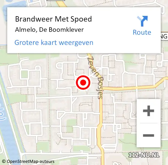 Locatie op kaart van de 112 melding: Brandweer Met Spoed Naar Almelo, De Boomklever op 19 mei 2025 22:44