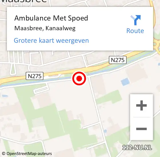 Locatie op kaart van de 112 melding: Ambulance Met Spoed Naar Maasbree, Kanaalweg op 17 november 2014 15:06