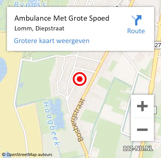 Locatie op kaart van de 112 melding: Ambulance Met Grote Spoed Naar Lomm, Diepstraat op 17 november 2014 15:06