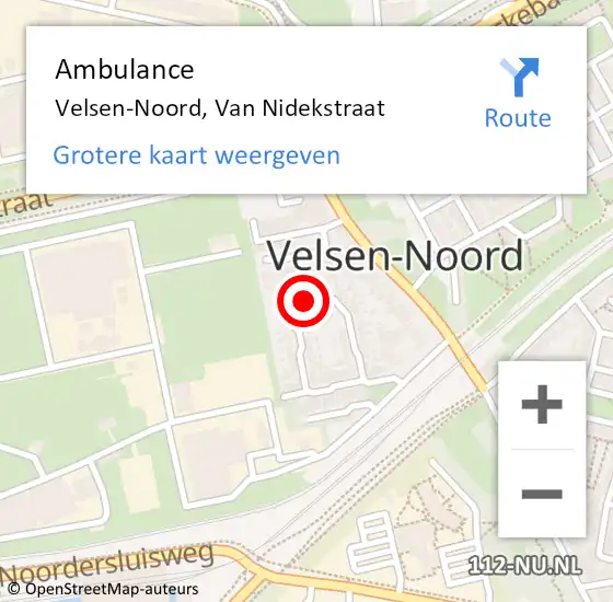 Locatie op kaart van de 112 melding: Ambulance Velsen-Noord, Van Nidekstraat op 17 november 2014 15:19