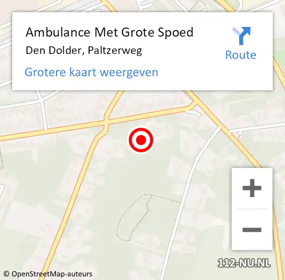 Locatie op kaart van de 112 melding: Ambulance Met Grote Spoed Naar Den Dolder, Paltzerweg op 17 november 2014 15:26