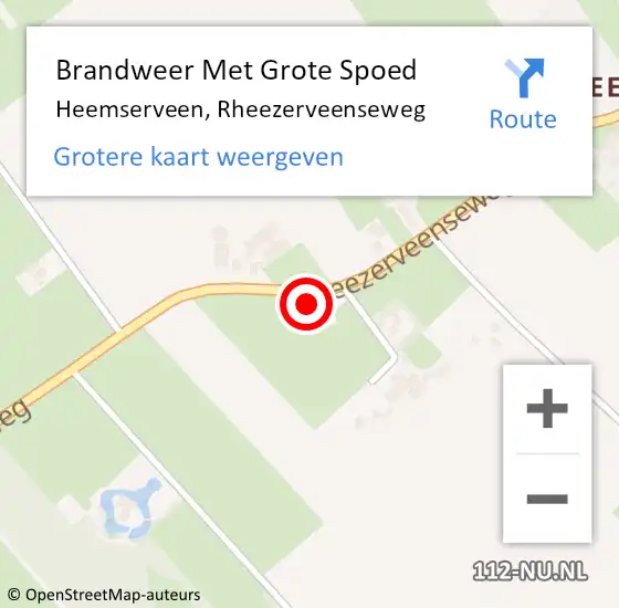 Locatie op kaart van de 112 melding: Brandweer Met Grote Spoed Naar Heemserveen, Rheezerveenseweg op 17 november 2014 15:41