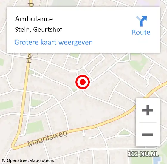 Locatie op kaart van de 112 melding: Ambulance Stein, Geurtshof op 17 november 2014 16:07