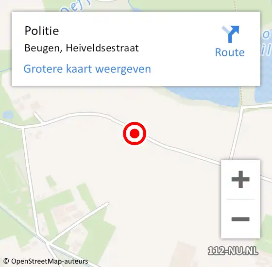 Locatie op kaart van de 112 melding: Politie Beugen, Heiveldsestraat op 17 november 2014 16:09