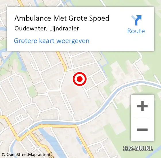 Locatie op kaart van de 112 melding: Ambulance Met Grote Spoed Naar Oudewater, Lijndraaier op 17 november 2014 16:09