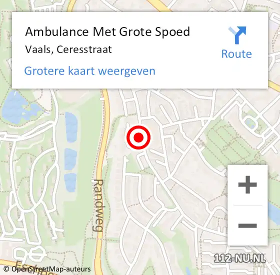 Locatie op kaart van de 112 melding: Ambulance Met Grote Spoed Naar Vaals, Ceresstraat op 17 november 2014 16:13