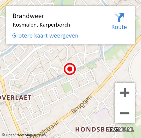 Locatie op kaart van de 112 melding: Brandweer Rosmalen, Karperborch op 17 november 2014 16:14