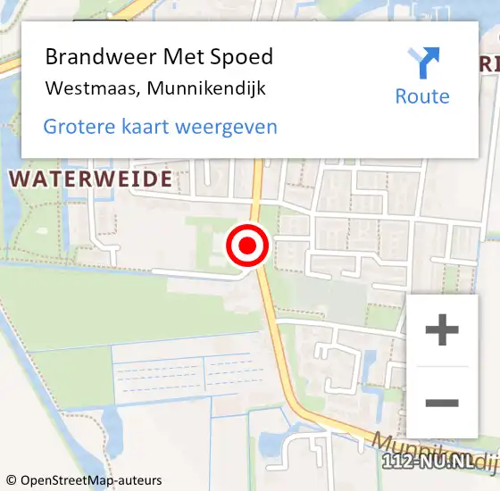 Locatie op kaart van de 112 melding: Brandweer Met Spoed Naar Westmaas, Munnikendijk op 17 november 2014 16:18