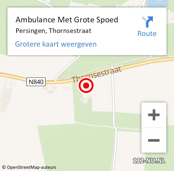 Locatie op kaart van de 112 melding: Ambulance Met Grote Spoed Naar Persingen, Thornsestraat op 17 november 2014 16:20