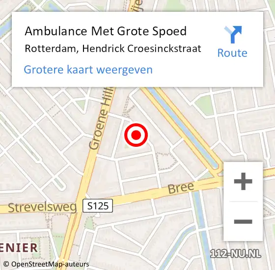 Locatie op kaart van de 112 melding: Ambulance Met Grote Spoed Naar Rotterdam, Hendrick Croesinckstraat op 20 mei 2025 18:23