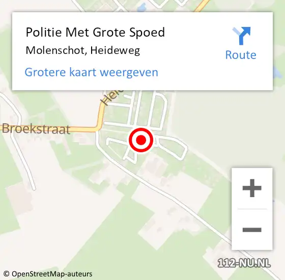 Locatie op kaart van de 112 melding: Politie Met Grote Spoed Naar Molenschot, Heideweg op 20 mei 2025 19:05