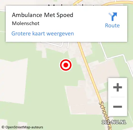 Locatie op kaart van de 112 melding: Ambulance Met Spoed Naar Molenschot op 20 mei 2025 19:06