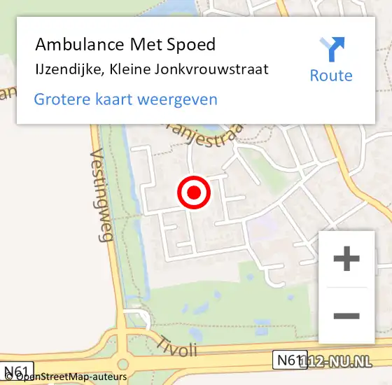 Locatie op kaart van de 112 melding: Ambulance Met Spoed Naar IJzendijke, Kleine Jonkvrouwstraat op 17 november 2014 16:52