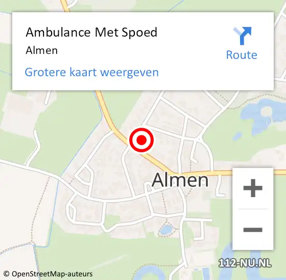 Locatie op kaart van de 112 melding: Ambulance Met Spoed Naar Almen op 21 mei 2025 11:36