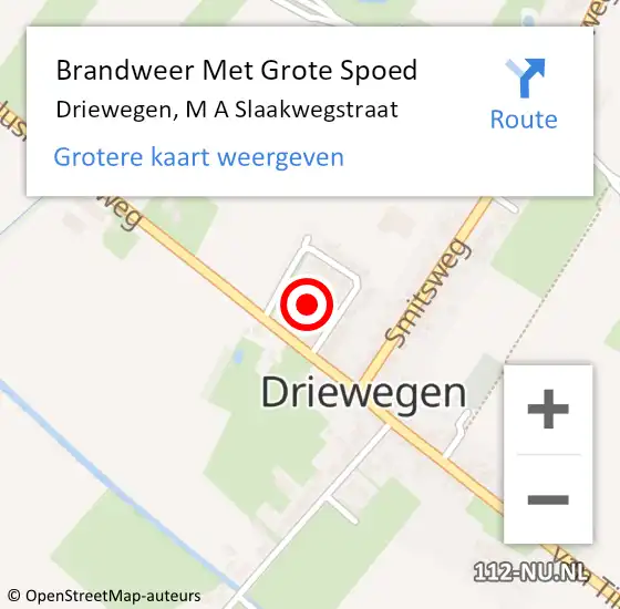 Locatie op kaart van de 112 melding: Brandweer Met Grote Spoed Naar Driewegen, M A Slaakwegstraat op 21 oktober 2013 13:10