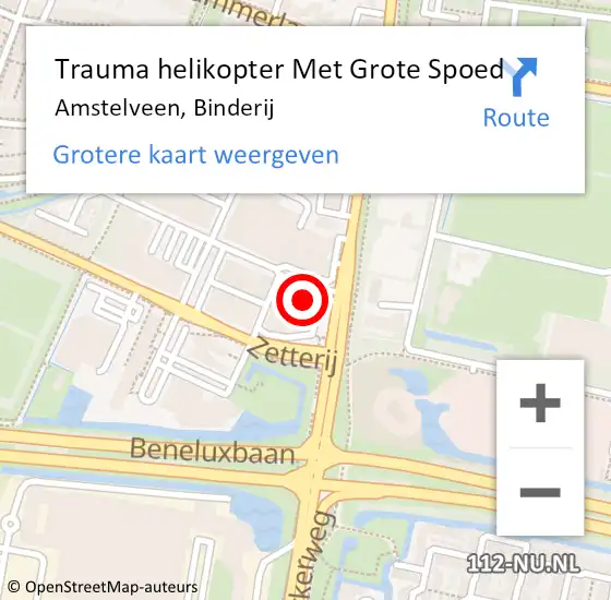 Locatie op kaart van de 112 melding: Trauma helikopter Met Grote Spoed Naar Amstelveen, Binderij op 21 mei 2025 17:43