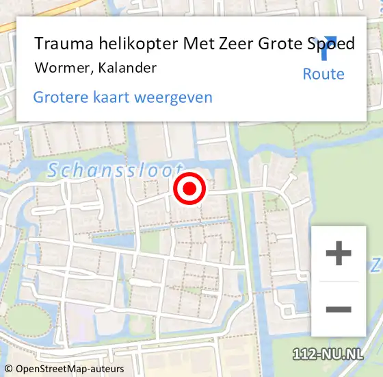 Locatie op kaart van de 112 melding: Trauma helikopter Met Zeer Grote Spoed Naar Wormer, Kalander op 21 mei 2025 18:06
