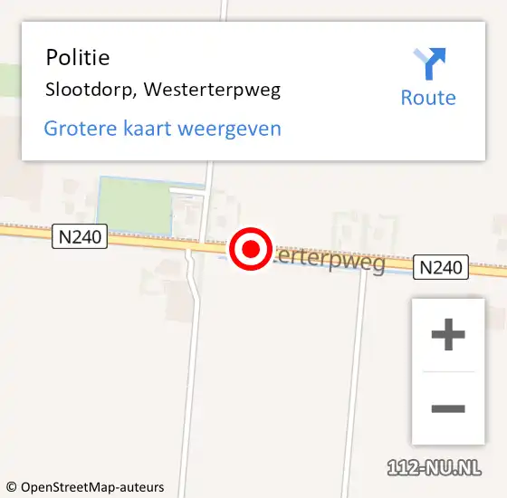 Locatie op kaart van de 112 melding: Politie Slootdorp, Westerterpweg op 17 november 2014 18:10