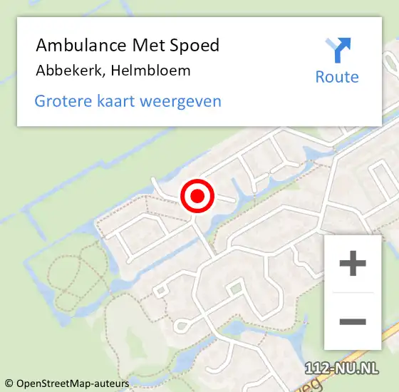 Locatie op kaart van de 112 melding: Ambulance Met Spoed Naar Abbekerk, Helmbloem op 17 november 2014 18:33