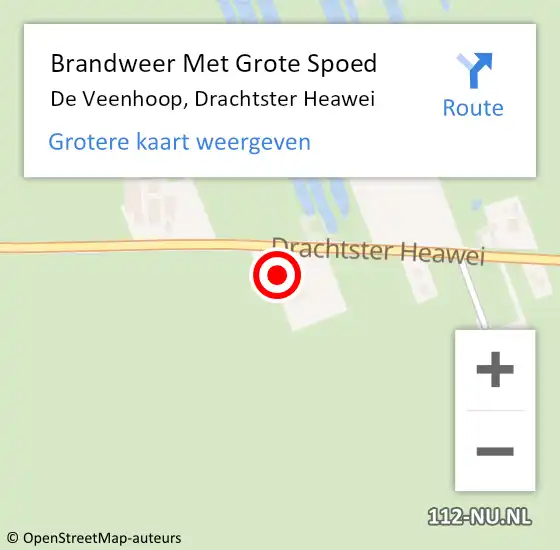 Locatie op kaart van de 112 melding: Brandweer Met Grote Spoed Naar De Veenhoop, Drachtster Heawei op 17 november 2014 18:42