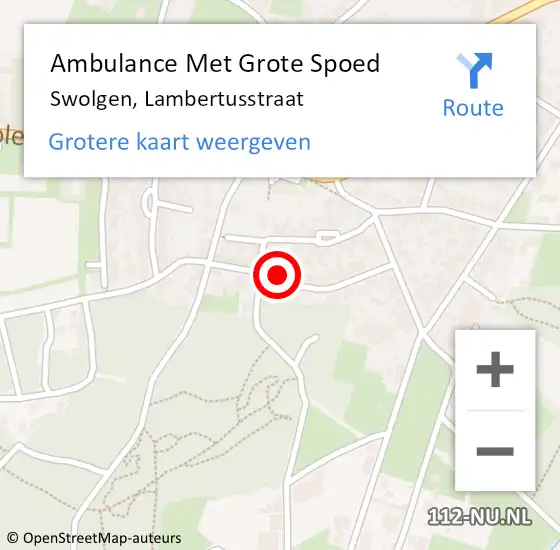 Locatie op kaart van de 112 melding: Ambulance Met Grote Spoed Naar Swolgen, Lambertusstraat op 17 november 2014 18:49