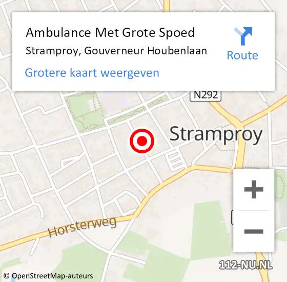 Locatie op kaart van de 112 melding: Ambulance Met Grote Spoed Naar Stramproy, Gouverneur Houbenlaan op 17 november 2014 19:03