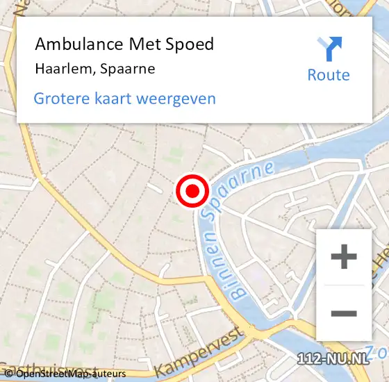 Locatie op kaart van de 112 melding: Ambulance Met Spoed Naar Haarlem, Spaarne op 22 mei 2025 13:12