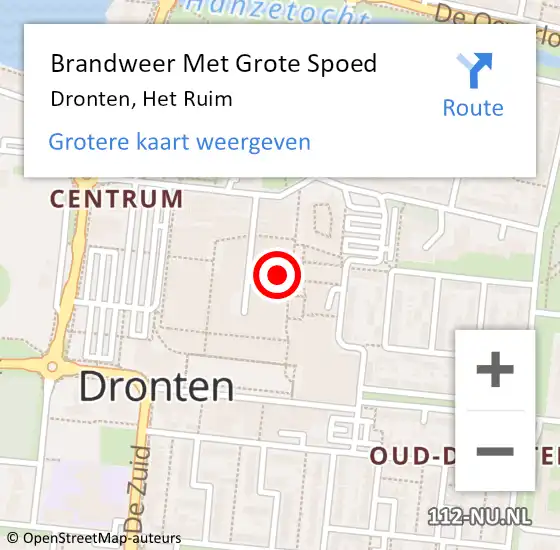 Locatie op kaart van de 112 melding: Brandweer Met Grote Spoed Naar Dronten, Het Ruim op 22 mei 2025 14:08