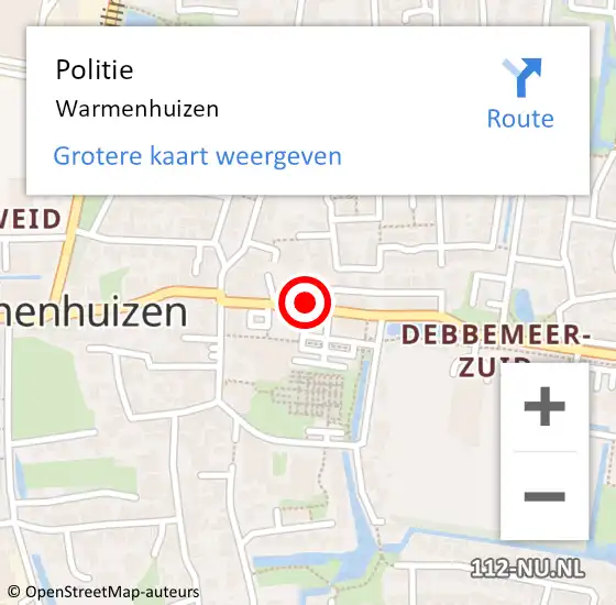 Locatie op kaart van de 112 melding: Politie Warmenhuizen op 17 november 2014 19:24