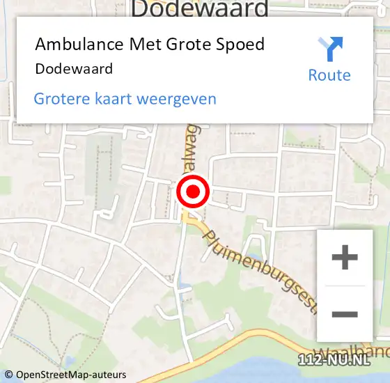 Locatie op kaart van de 112 melding: Ambulance Met Grote Spoed Naar Dodewaard op 22 mei 2025 16:55