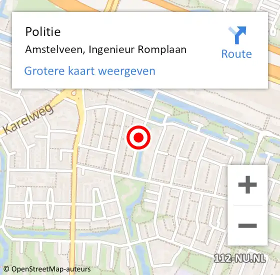 Locatie op kaart van de 112 melding: Politie Amstelveen, Ingenieur Romplaan op 17 november 2014 20:05