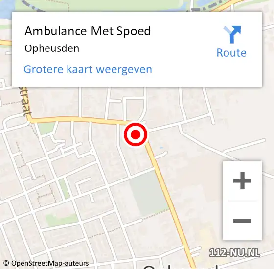 Locatie op kaart van de 112 melding: Ambulance Met Spoed Naar Opheusden op 22 mei 2025 22:10