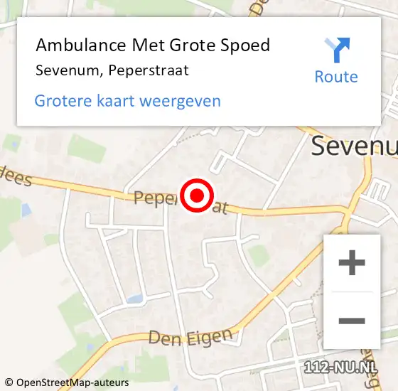 Locatie op kaart van de 112 melding: Ambulance Met Grote Spoed Naar Sevenum, Peperstraat op 17 november 2014 20:08