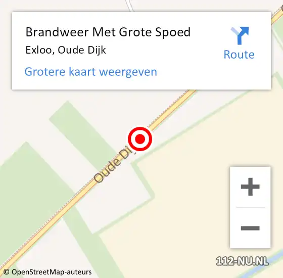 Locatie op kaart van de 112 melding: Brandweer Met Grote Spoed Naar Exloo, Oude Dijk op 17 november 2014 20:16