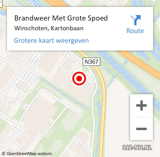 Locatie op kaart van de 112 melding: Brandweer Met Grote Spoed Naar Winschoten, Kartonbaan op 23 mei 2025 04:24