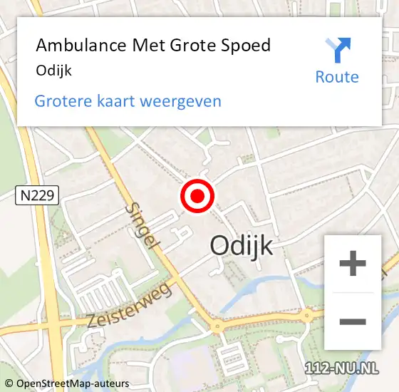 Locatie op kaart van de 112 melding: Ambulance Met Grote Spoed Naar Odijk op 23 mei 2025 04:30