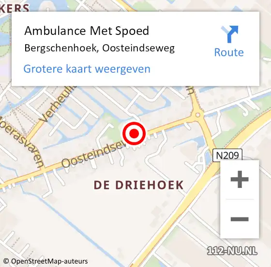 Locatie op kaart van de 112 melding: Ambulance Met Spoed Naar Bergschenhoek, Oosteindseweg op 23 mei 2025 11:46