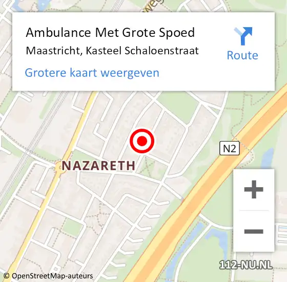 Locatie op kaart van de 112 melding: Ambulance Met Grote Spoed Naar Maastricht, Kasteel Schaloenstraat op 17 november 2014 21:49