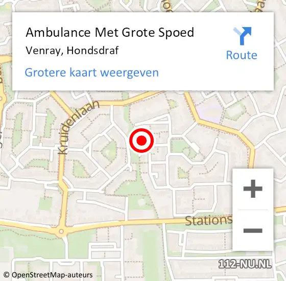 Locatie op kaart van de 112 melding: Ambulance Met Grote Spoed Naar Venray, Hondsdraf op 17 november 2014 22:39