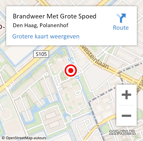 Locatie op kaart van de 112 melding: Brandweer Met Grote Spoed Naar Den Haag, Polanenhof op 23 mei 2025 17:38