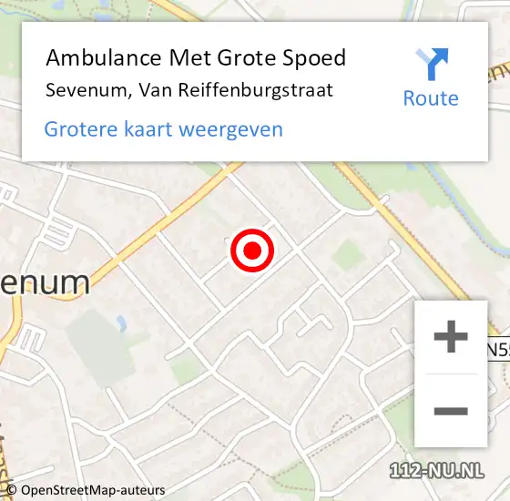 Locatie op kaart van de 112 melding: Ambulance Met Grote Spoed Naar Sevenum, Van Reiffenburgstraat op 17 november 2014 23:38