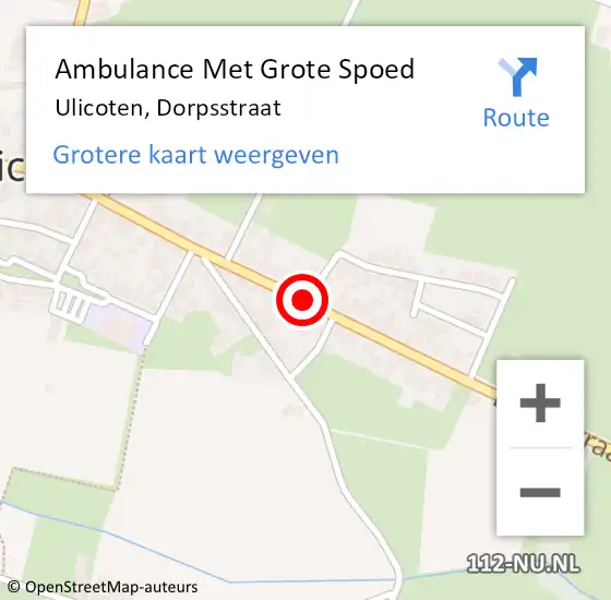 Locatie op kaart van de 112 melding: Ambulance Met Grote Spoed Naar Ulicoten, Dorpsstraat op 17 november 2014 23:52