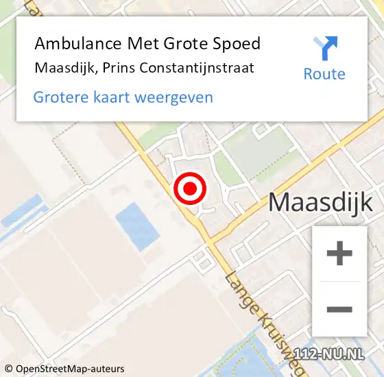 Locatie op kaart van de 112 melding: Ambulance Met Grote Spoed Naar Maasdijk, Prins Constantijnstraat op 21 oktober 2013 13:40