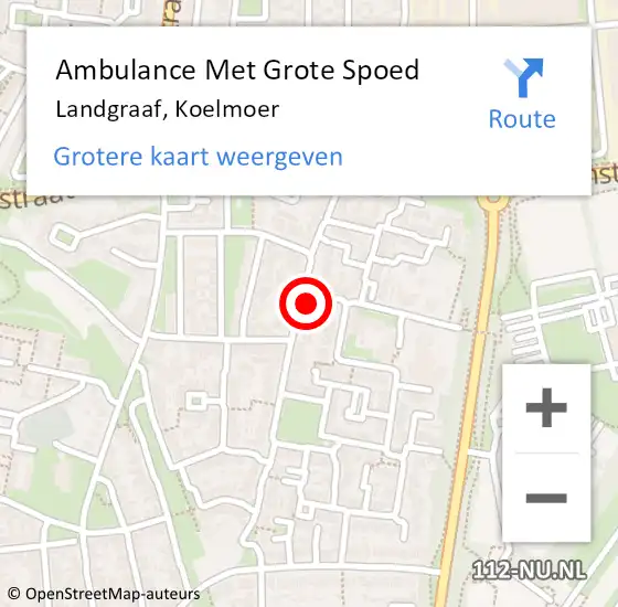 Locatie op kaart van de 112 melding: Ambulance Met Grote Spoed Naar Landgraaf, Koelmoer op 18 november 2014 01:05