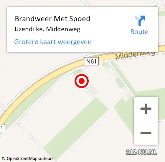 Locatie op kaart van de 112 melding: Brandweer Met Spoed Naar IJzendijke, Middenweg op 18 november 2014 01:56