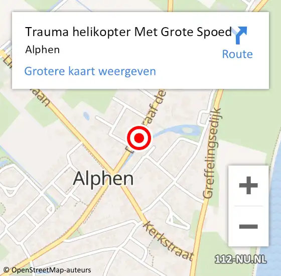 Locatie op kaart van de 112 melding: Trauma helikopter Met Grote Spoed Naar Alphen op 24 mei 2025 11:49